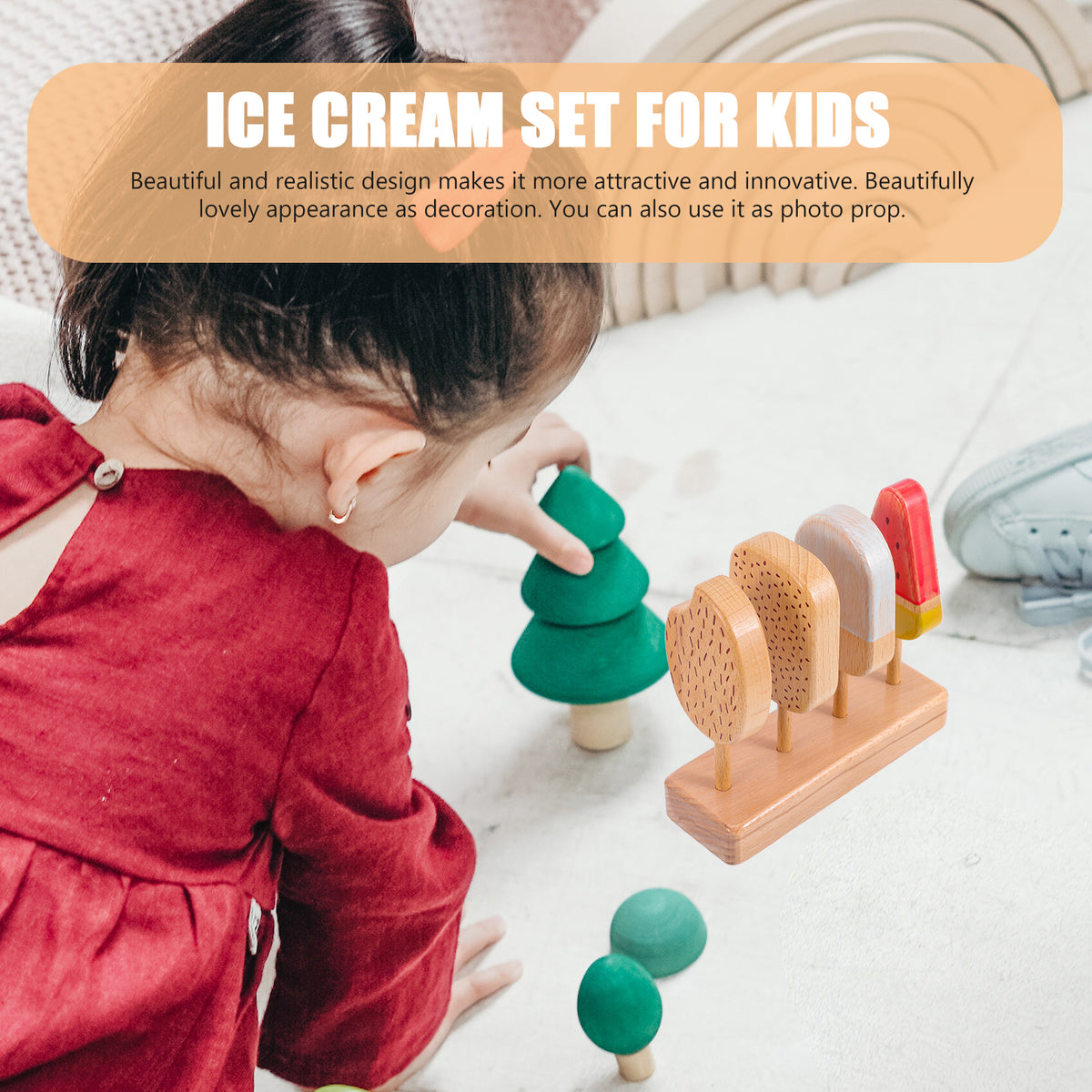 Wooden Ice Cream Pretend Play Playset Q94993
