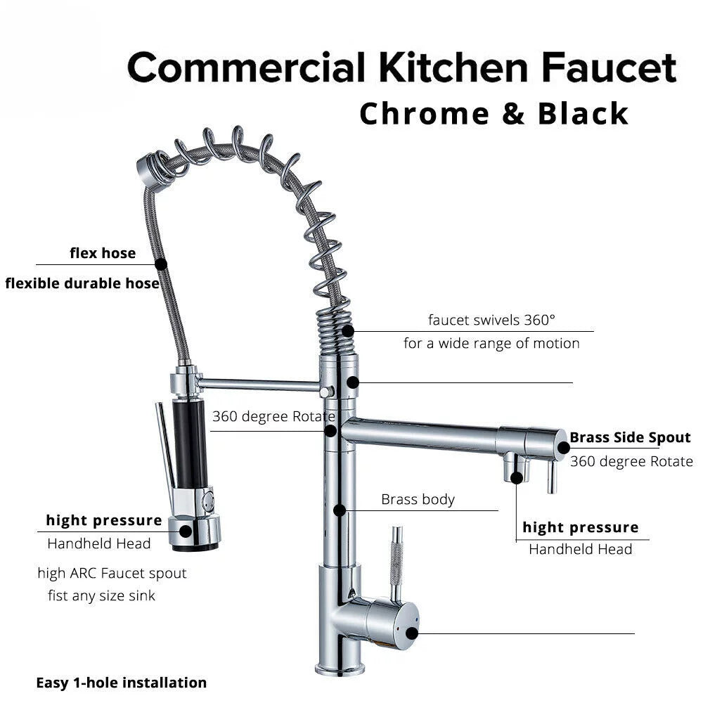 Brushed Nickel Single Handle Kitchen Faucet with Pull Down Sprayer B690820