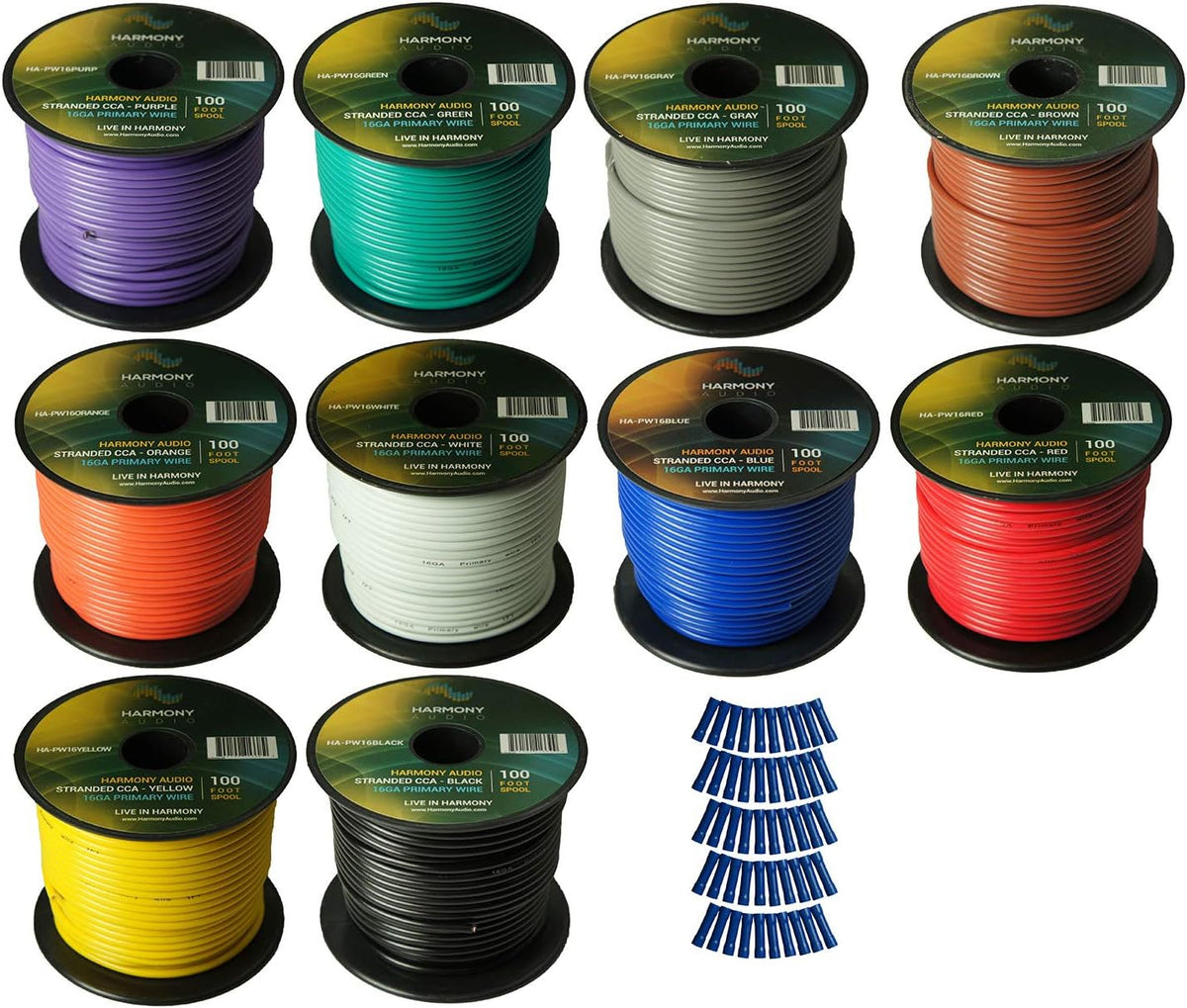 16 Gauge Single Conductor Power or Ground Wire - 10 Rolls - 1000 Feet - Color Mix U44885