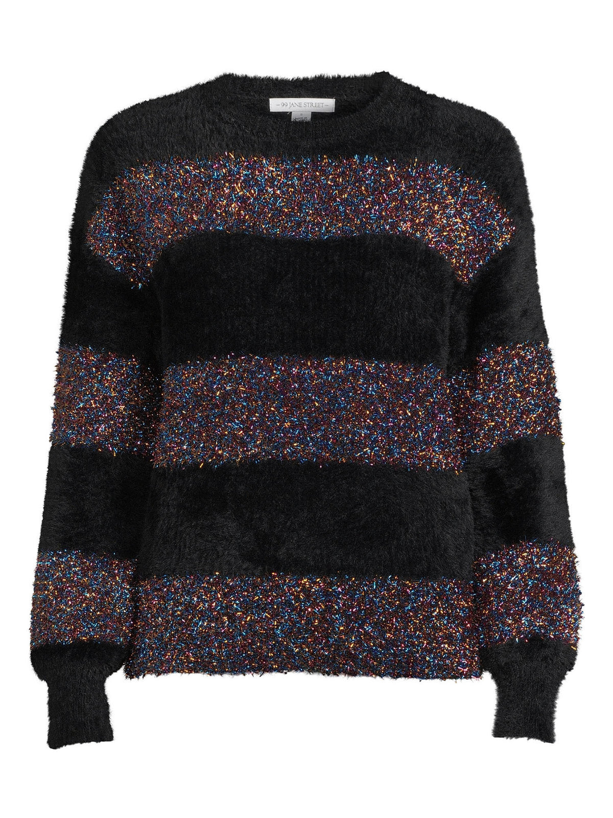 Metallic Stripe Pullover Sweater with Long Sleeves U55646