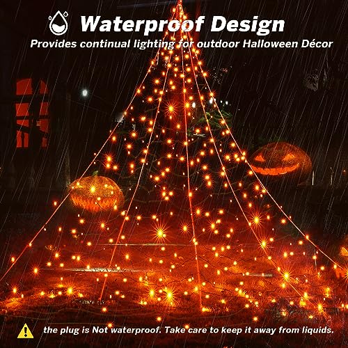 White Lighted Spider Web with 250 LED Lights, 8 Modes, Timer E94818
