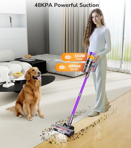 Cordless Vacuum Cleaner, 550W 48Kpa 70 Mins Stick Vacuum with Touch Screen L262