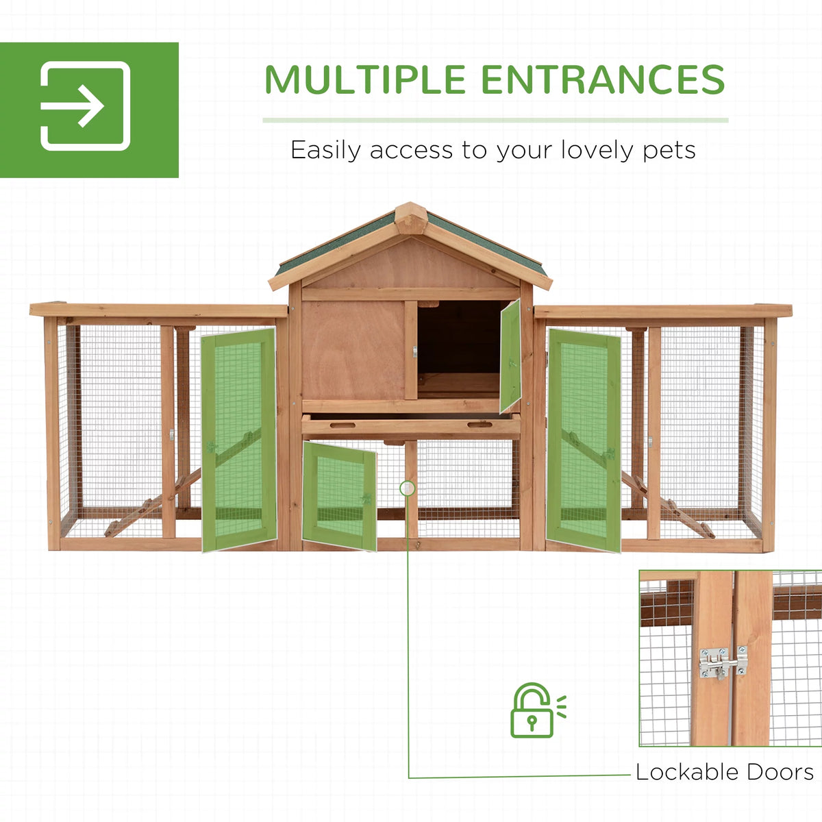 80" Wooden Chicken Coop with Nesting Box I4184