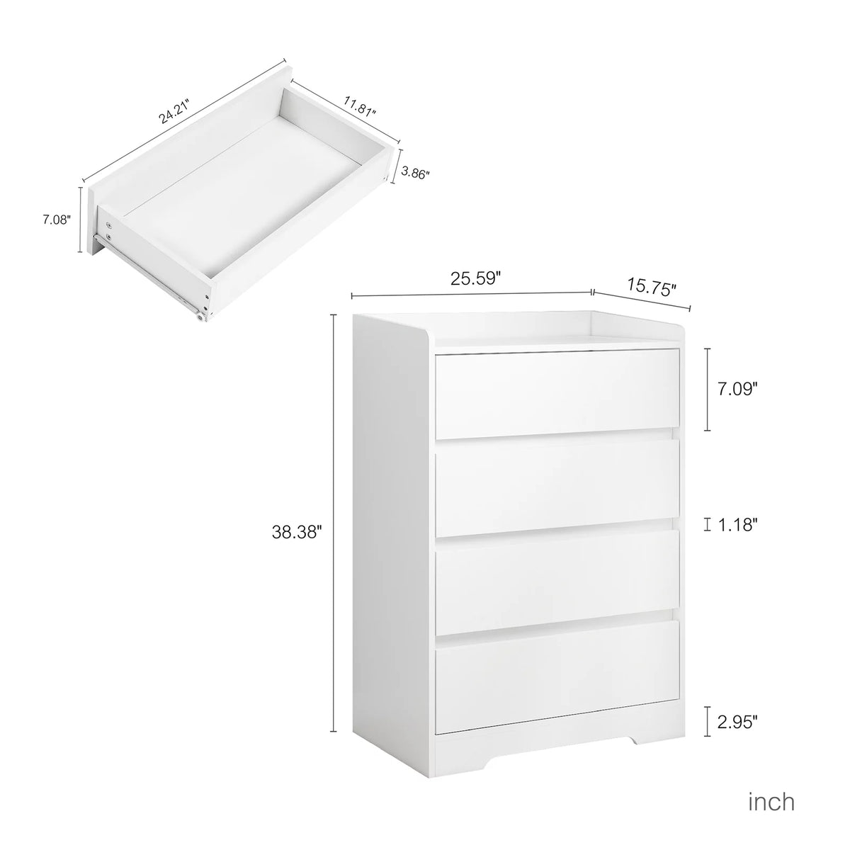 White 4 Drawer Dresser J456