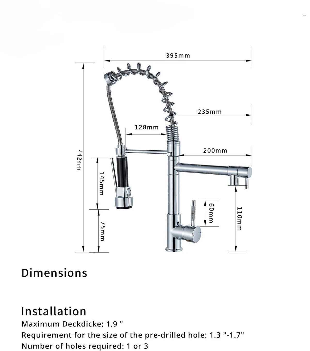 Brushed Nickel Single Handle Kitchen Faucet with Pull Down Sprayer B690820