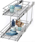 2 Tier Wire Basket Pull Out Organizer Shelf Sliding Drawer Storage S508