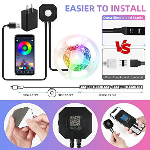 Motion Activated Under Bed Light Strips, 2x9.8ft RGB LED Light Strip with App Control E69490