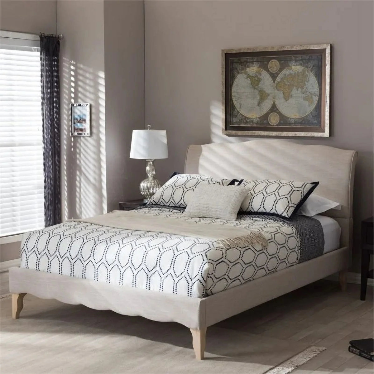 Beige Queen Platform Bed H5773