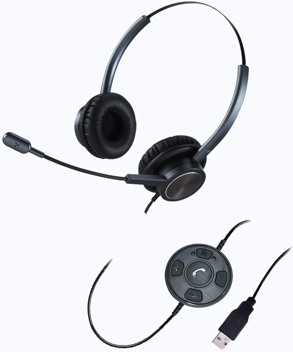 USB Headset with Noise Cancelling Microphone, Mono PC Headset with Busy Light Indicator Y6632