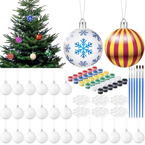24 Set Christmas Ball Ornament 2.36 Inch White U10128