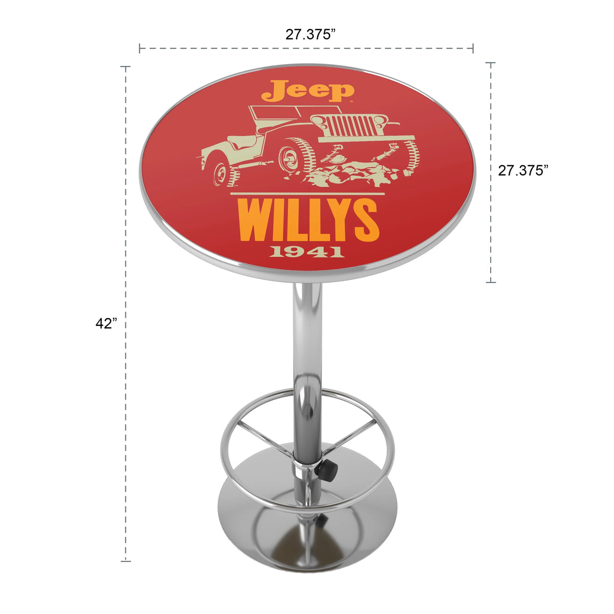 Red Bar Table with Adjustable Footrest and Acrylic Top V537816