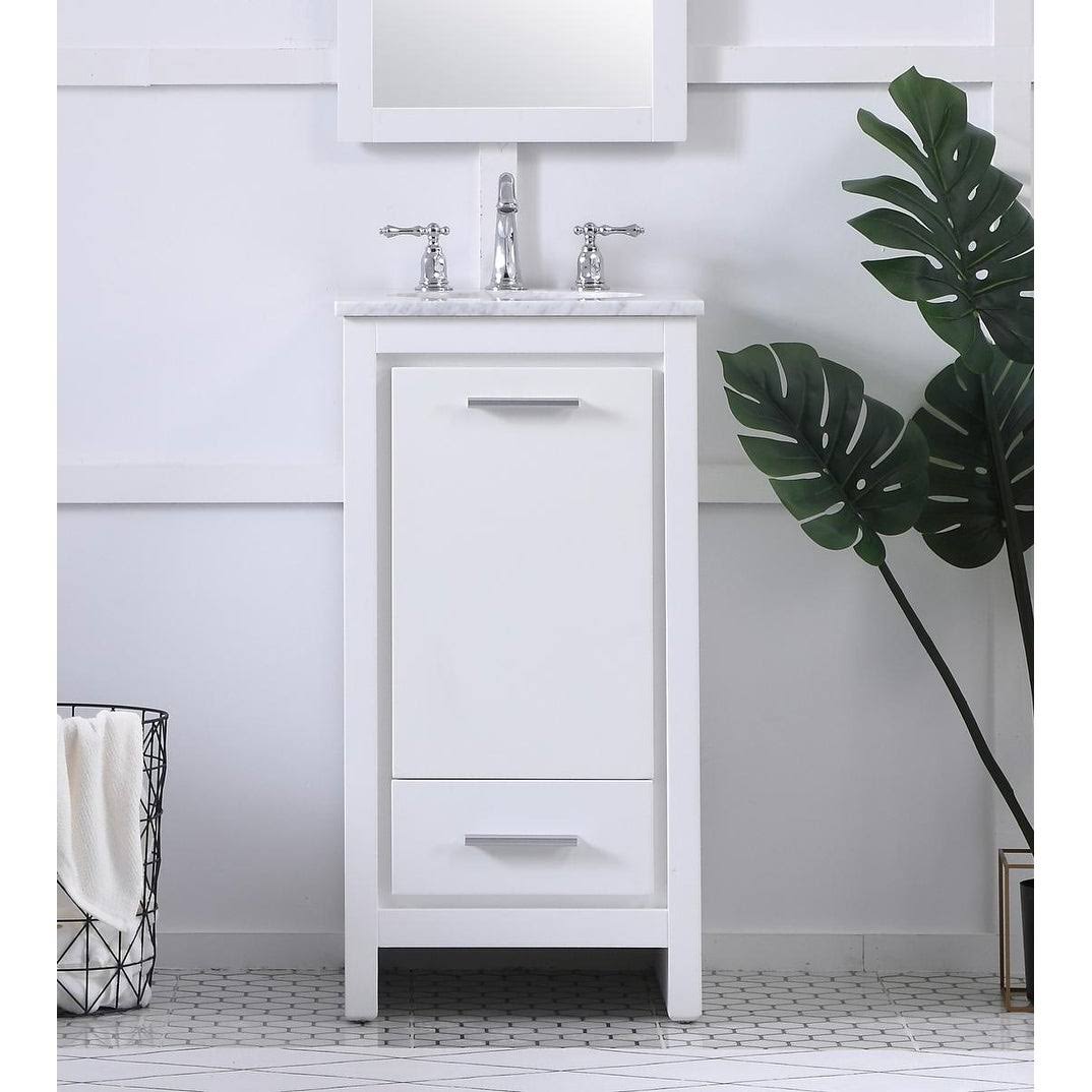 White 18 inch Bathroom Vanity Cabinet Set with Marble Top M79223