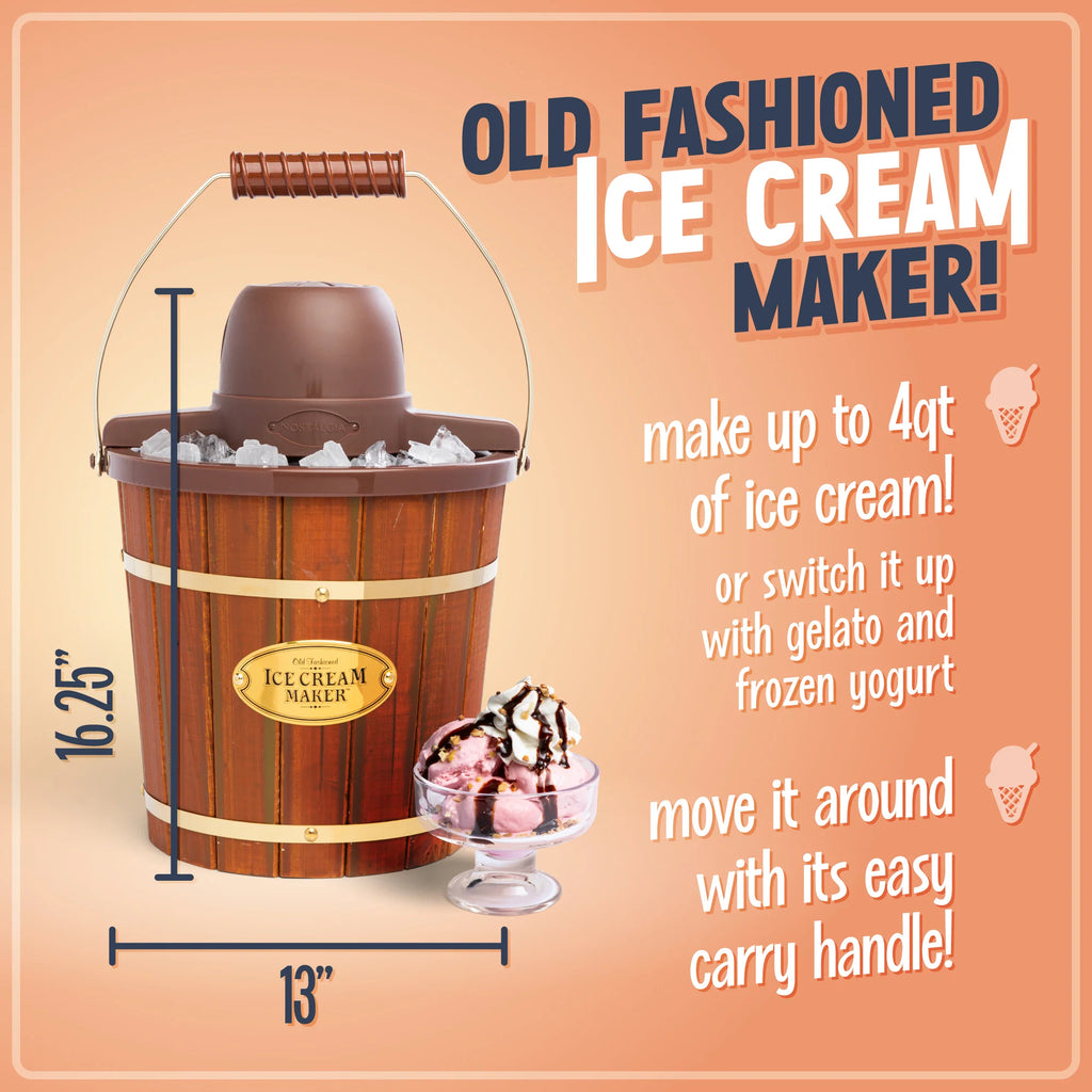 4-Quart Wood Bucket Ice Cream Maker D98084