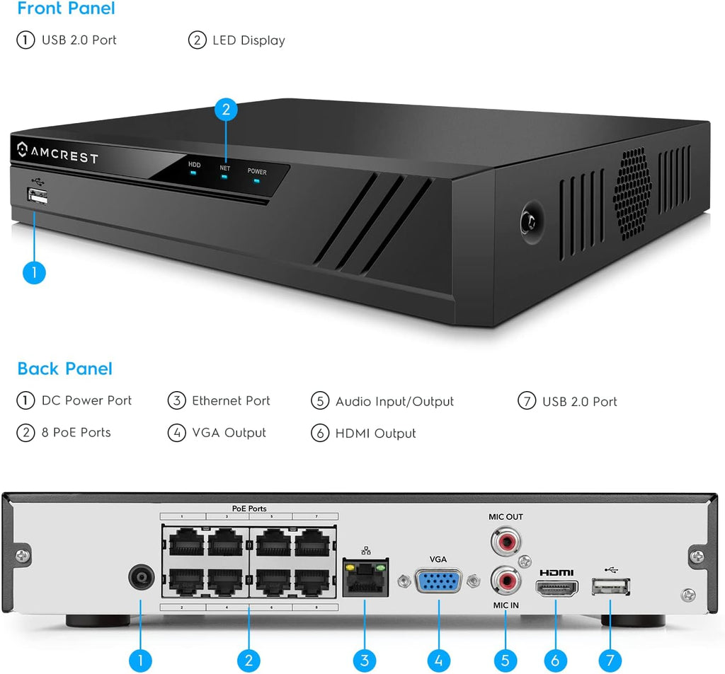 4K 8CH POE Network Video Recorder U3810