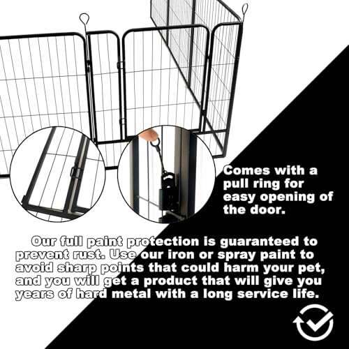 40 in Black Metal 8 Panel Dog Playpen with Gate G66930