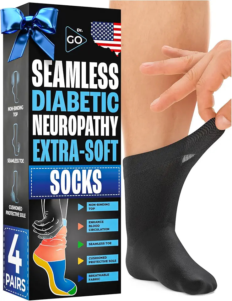 Diabetic Socks Ankle Size 9-12,10-13,13-15 4 Pairs Black Y660