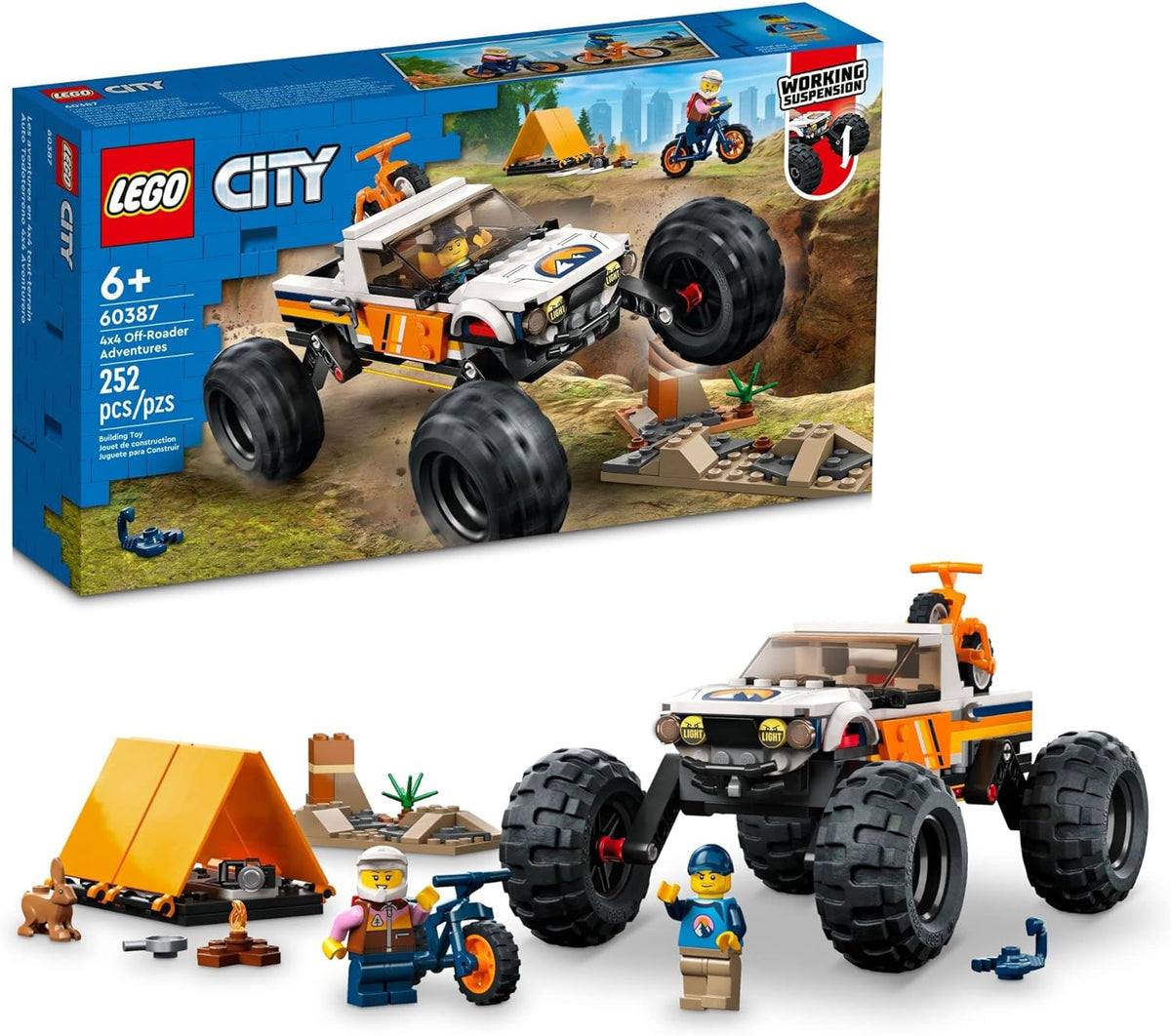 4x4 Off-Roader Building Toy with Monster Truck Style Car and Mountain Bikes U50554