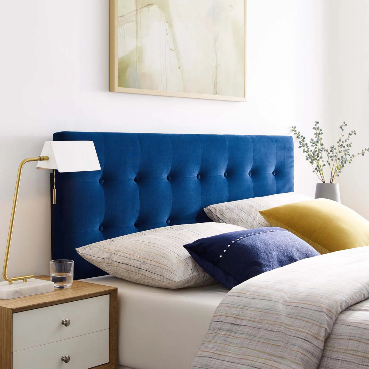 Queen Size Velvet Tufted Headboard I733