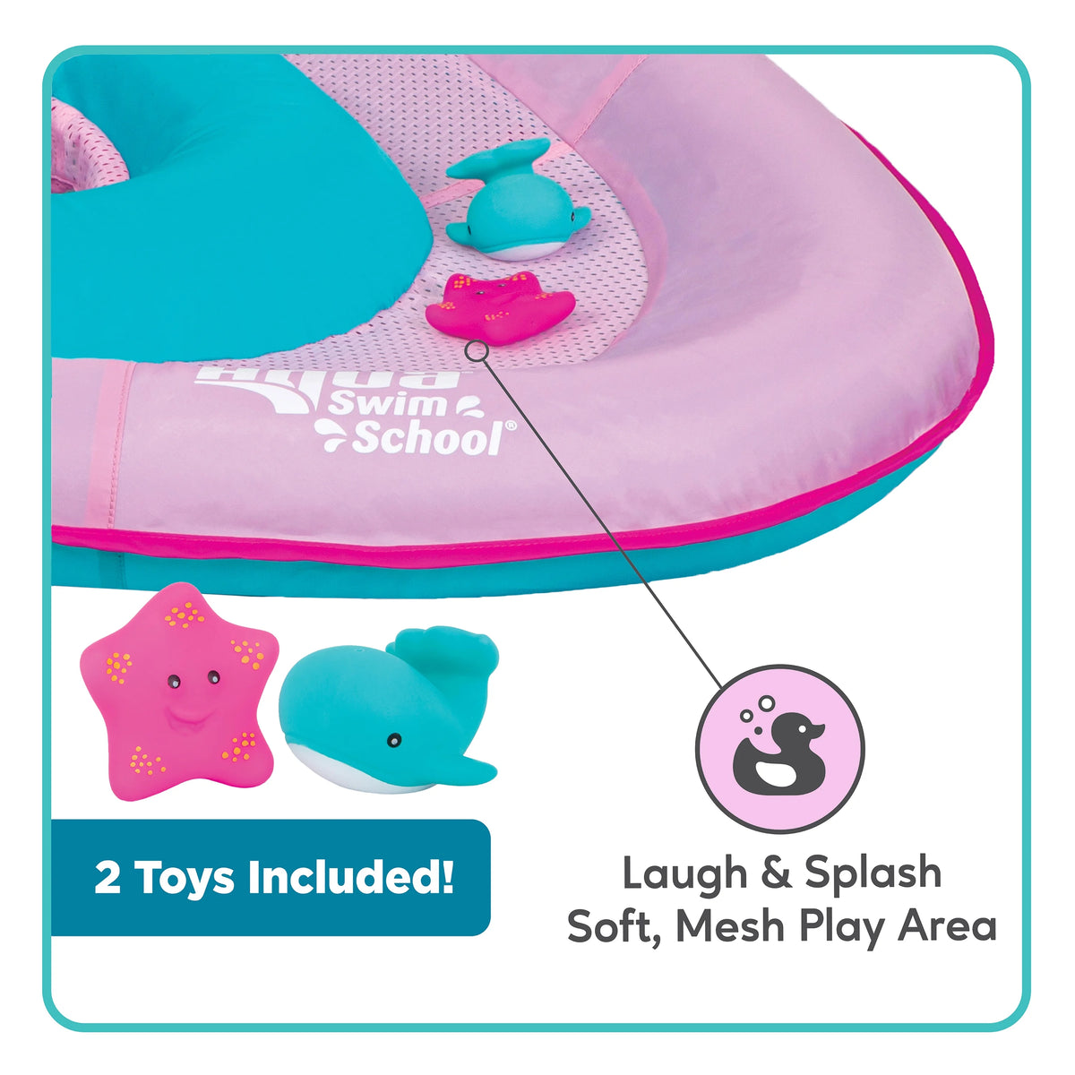 Pink Baby Pool Float Boat with 2 Toys P4141