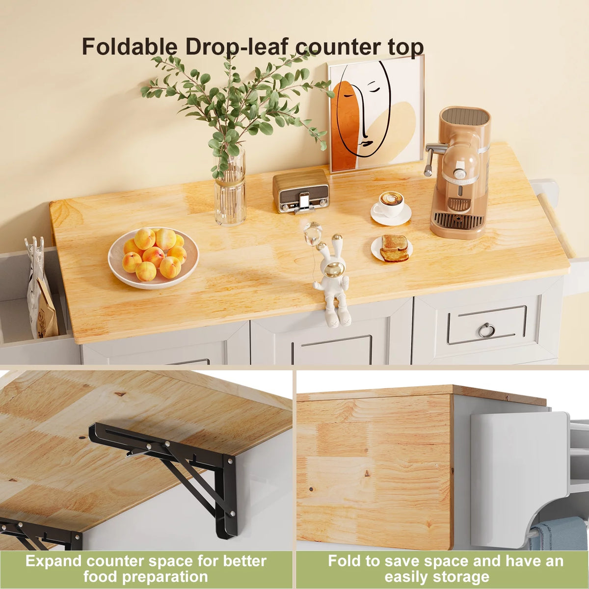 42" White Kitchen Island with Storage I6040