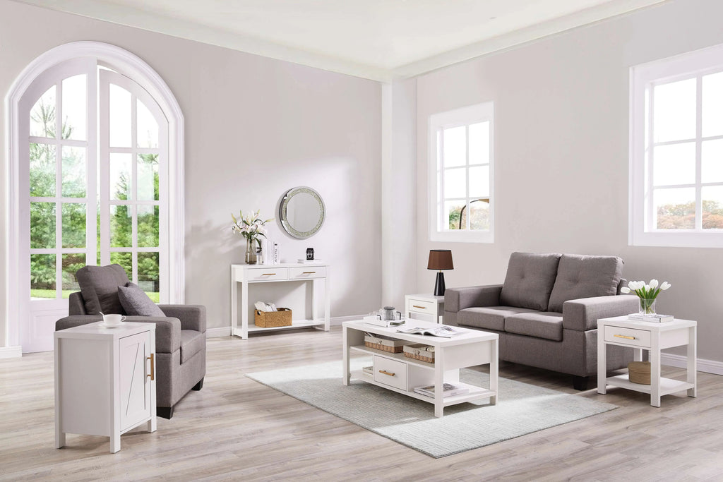 White Wood Console Table with 2 Drawers F40302