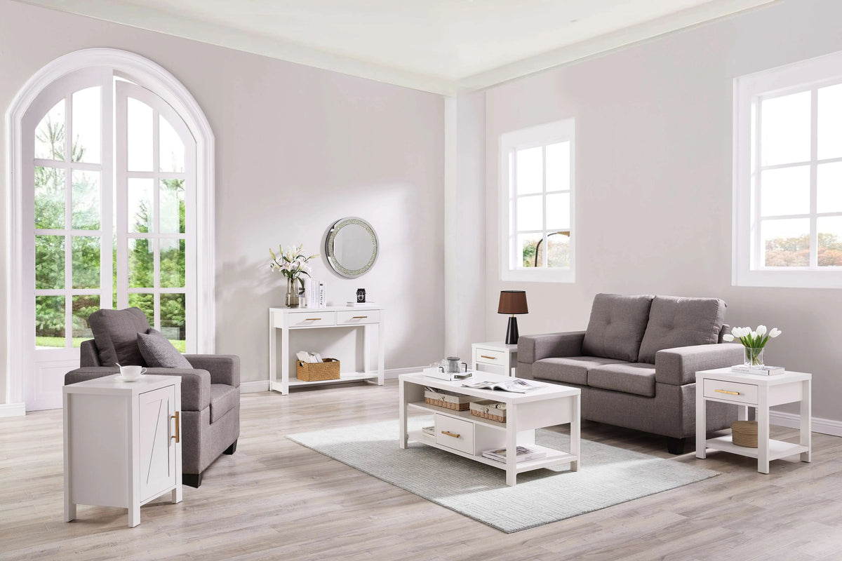 White Wood Console Table with 2 Drawers F40302