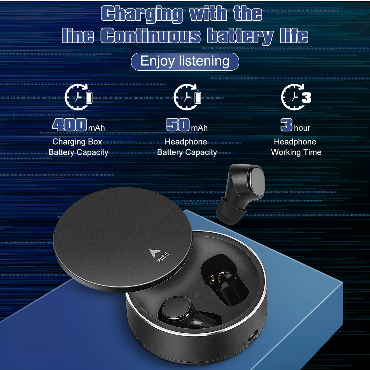 True Wireless Earbuds IPX5 Waterproof Touch Control with Mic - Black T48505