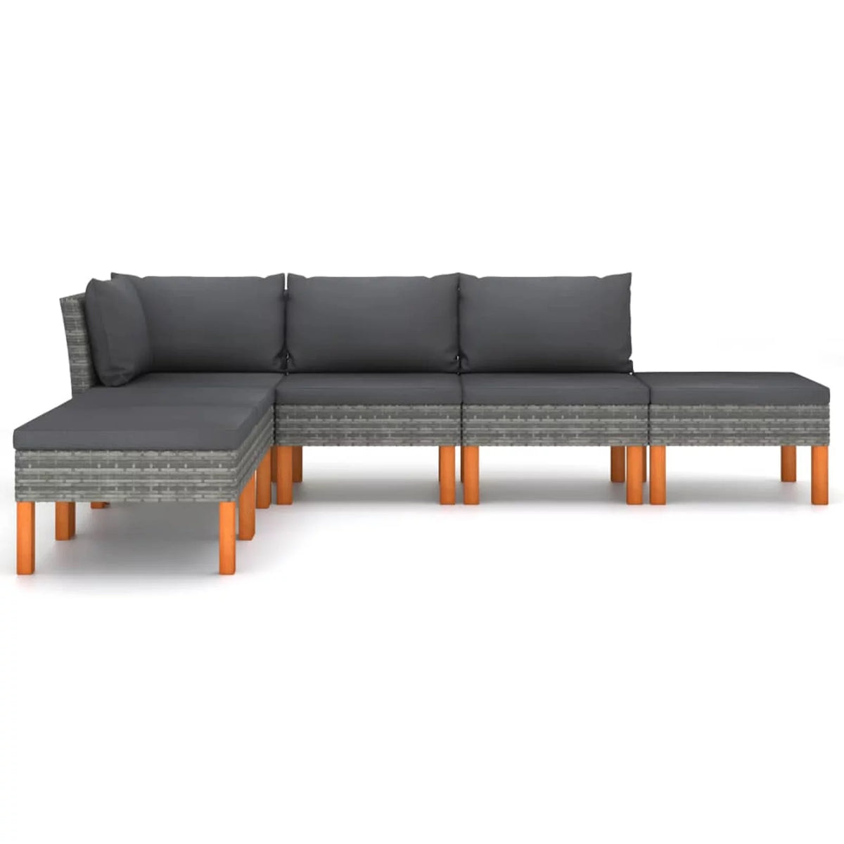 6 Piece Patio Set with Cushions Poly Rattan Gray Q888