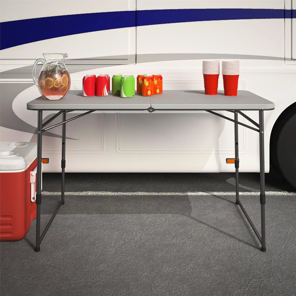 Gray Fold-in-Half Portable Utility Table V21357