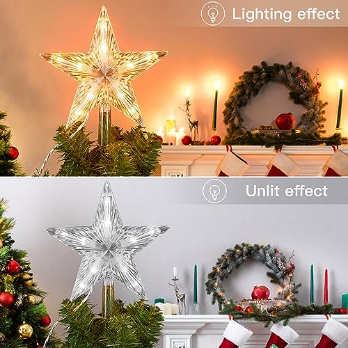 Christmas Tree Topper Star Lighted Bethlehem Hexagram 3D Pentagram Built-in 10 Bulbs Plug in E88377