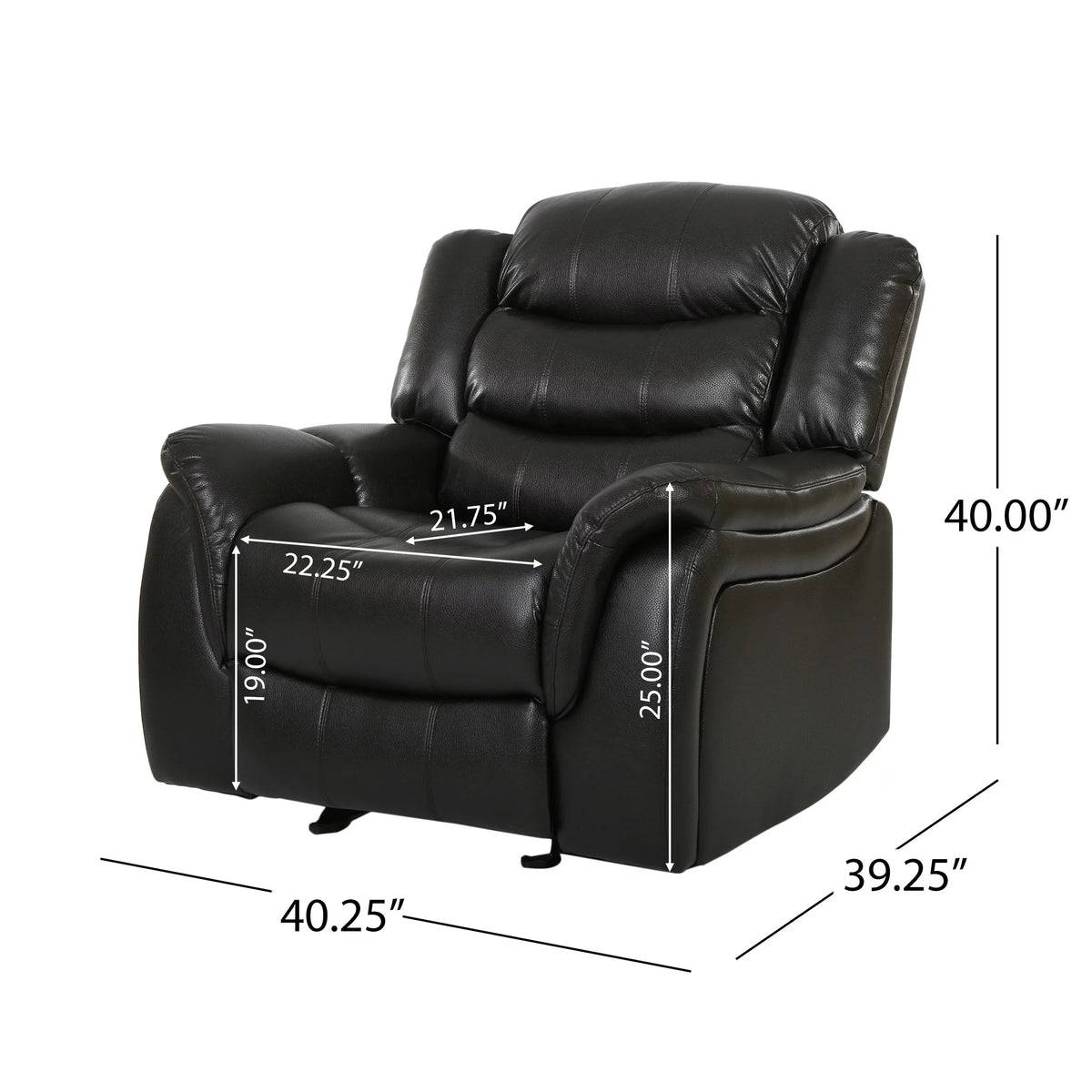 Black Faux Leather Recliner Glider Chair O92746