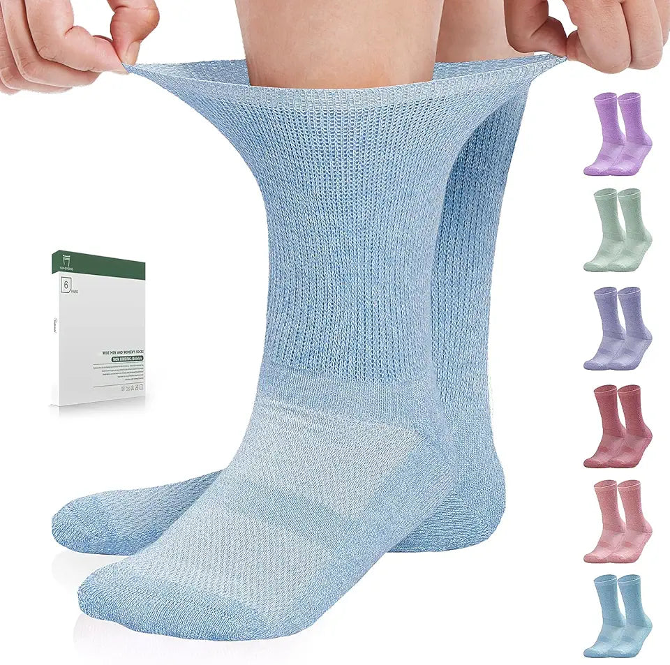 6 Pairs Non Binding Seamless Diabetic Crew Socks H474
