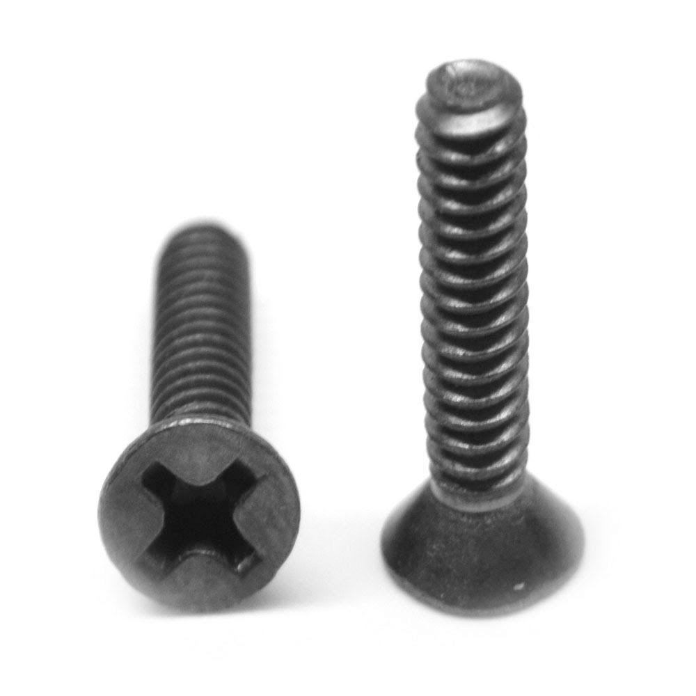 #10-32 x 7/8 Fine Thread Machine Screw Phillips Flat Head Low Carbon Steel Black Oxide Z207