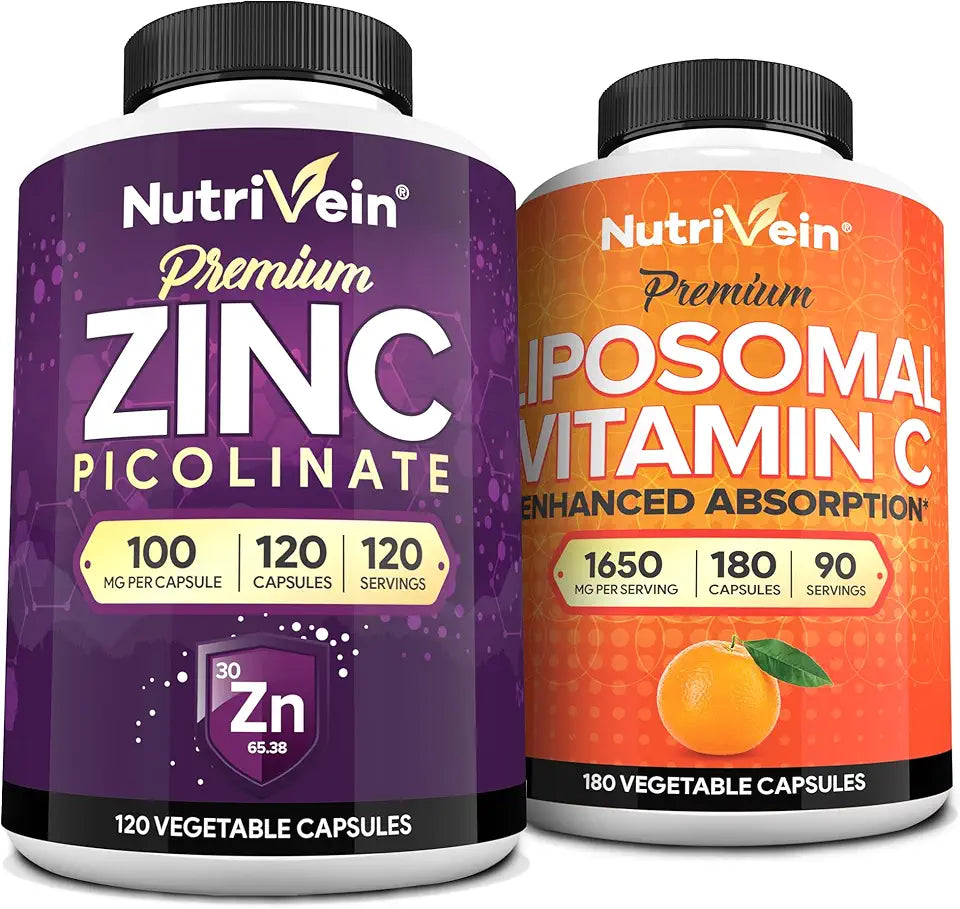 Zinc Picolinate & Liposomal Vitamin C Supplement Bundle F917