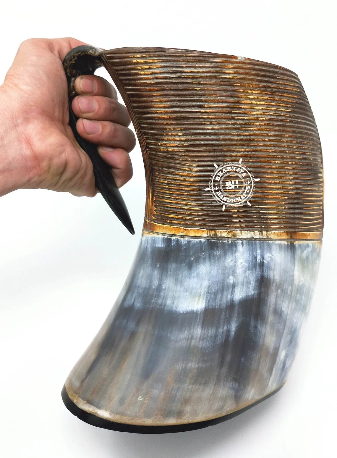 Glass Viking Drinking Horn Mug Tankard XL 40 oz W7438