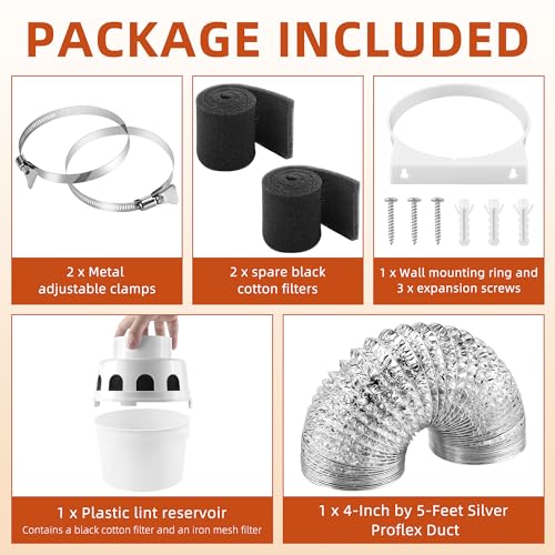 Indoor Dryer Vent Kit with 4-Inch Proflex Duct, White B118