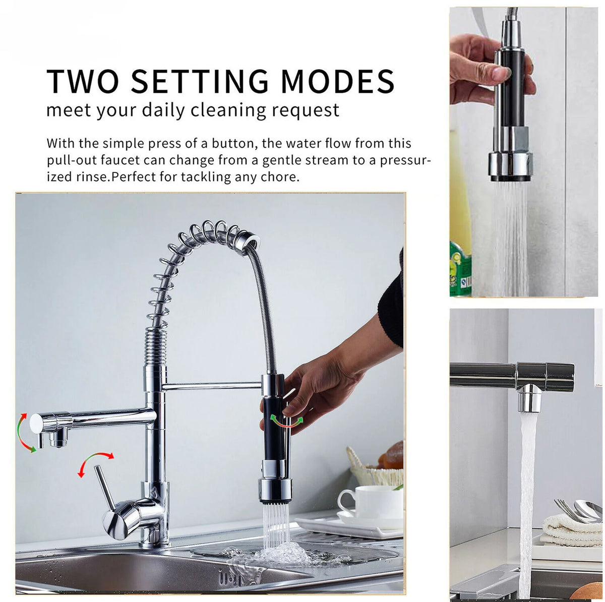 Brushed Nickel Single Handle Kitchen Faucet with Pull Down Sprayer B690820