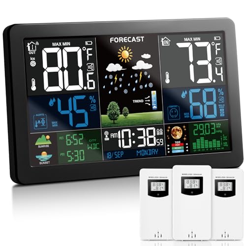 Wireless Color Display Digital Temperature Humidity Monitor with Atomic Clock E126055