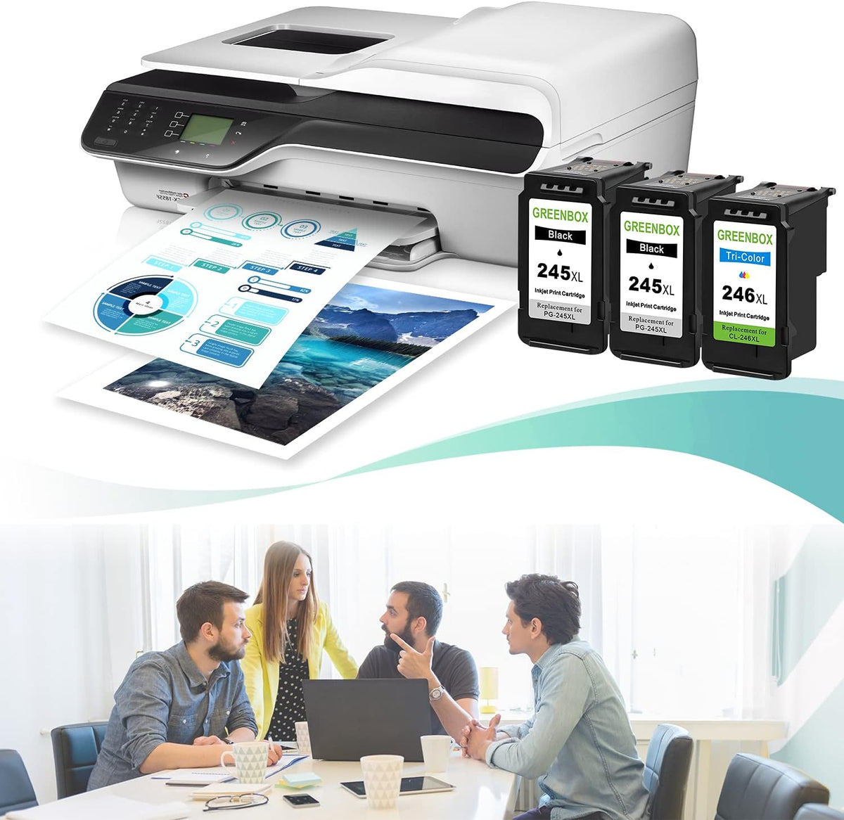 Remanufactured Ink Cartridges 245 and 246 Replacement for Canon PG-245XL CL-246XL PG-243 CL-244 for Canon PIXMA MX492 MX490 MG2920 MG2922 MG2420 IP2820 Printer (2 Black 1 Tri-Color) B1849
