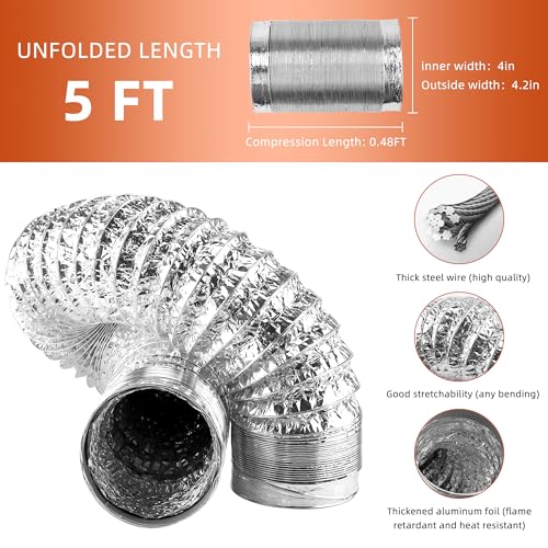 Indoor Dryer Vent Kit with 4-Inch Proflex Duct, White B118