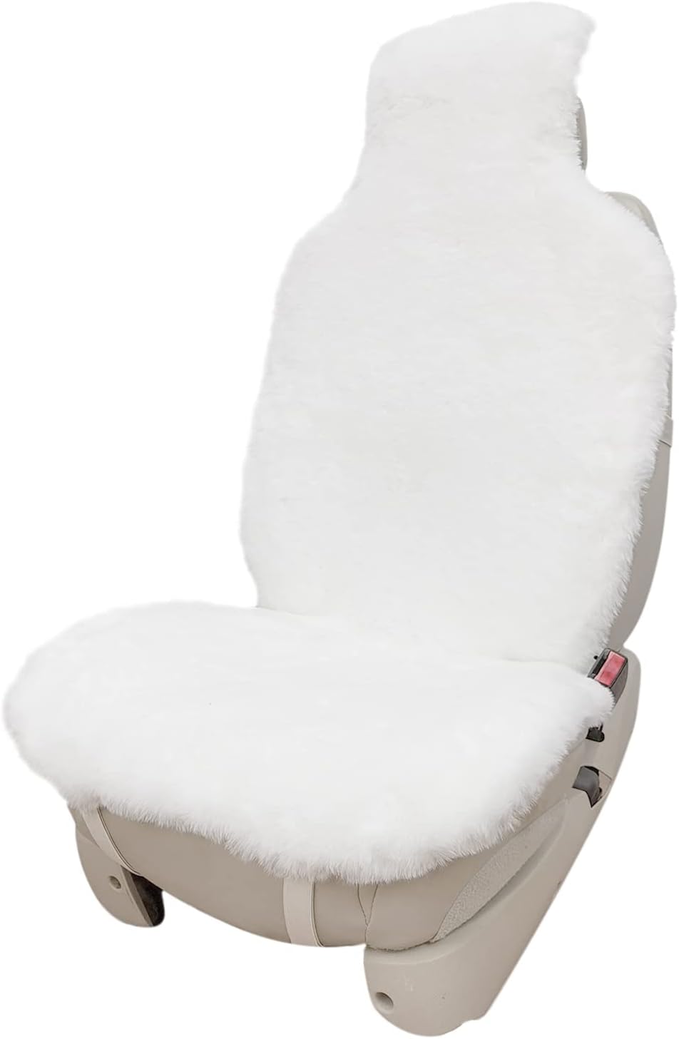White Faux Sheepskin Fur Car Seat Cushion 1pc X71519