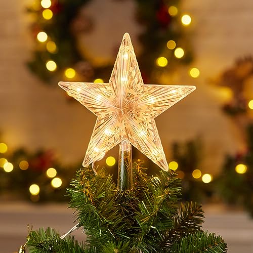 Christmas Tree Topper Star Lighted Bethlehem Hexagram 3D Pentagram Built-in 10 Bulbs Plug in E88377