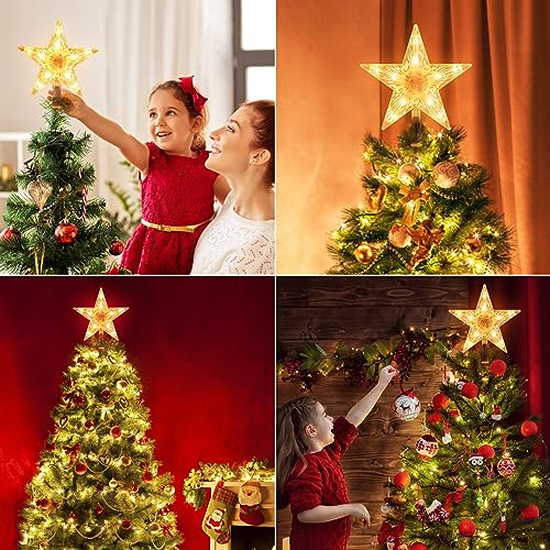 Christmas Tree Topper Star Lighted Bethlehem Hexagram 3D Pentagram Built-in 10 Bulbs Plug in E88377