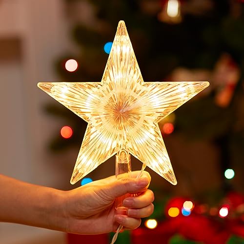Christmas Tree Topper Star Lighted Bethlehem Hexagram 3D Pentagram Built-in 10 Bulbs Plug in E88377