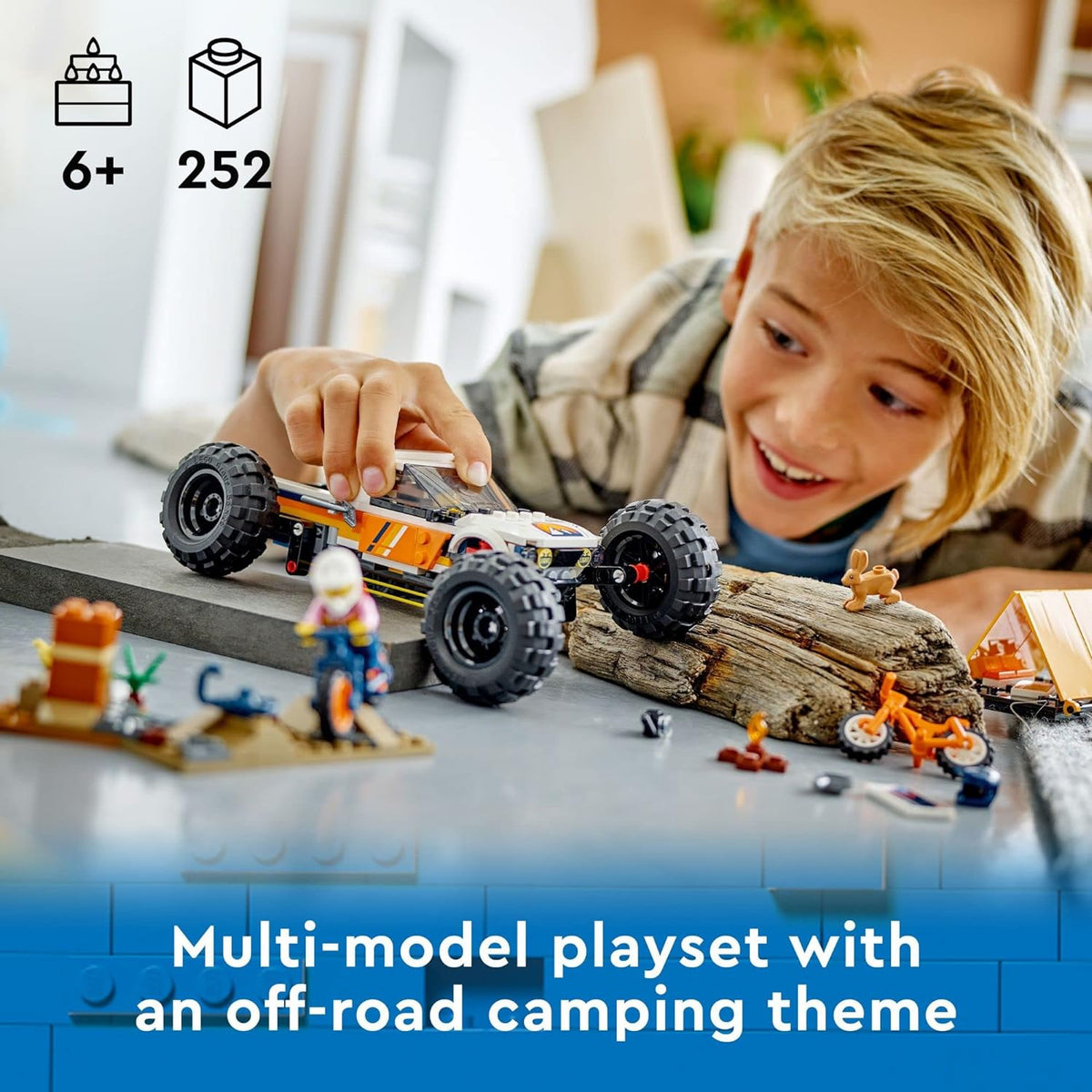 4x4 Off-Roader Building Toy with Monster Truck Style Car and Mountain Bikes U50554
