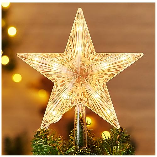 Christmas Tree Topper Star Lighted Bethlehem Hexagram 3D Pentagram Built-in 10 Bulbs Plug in E88377