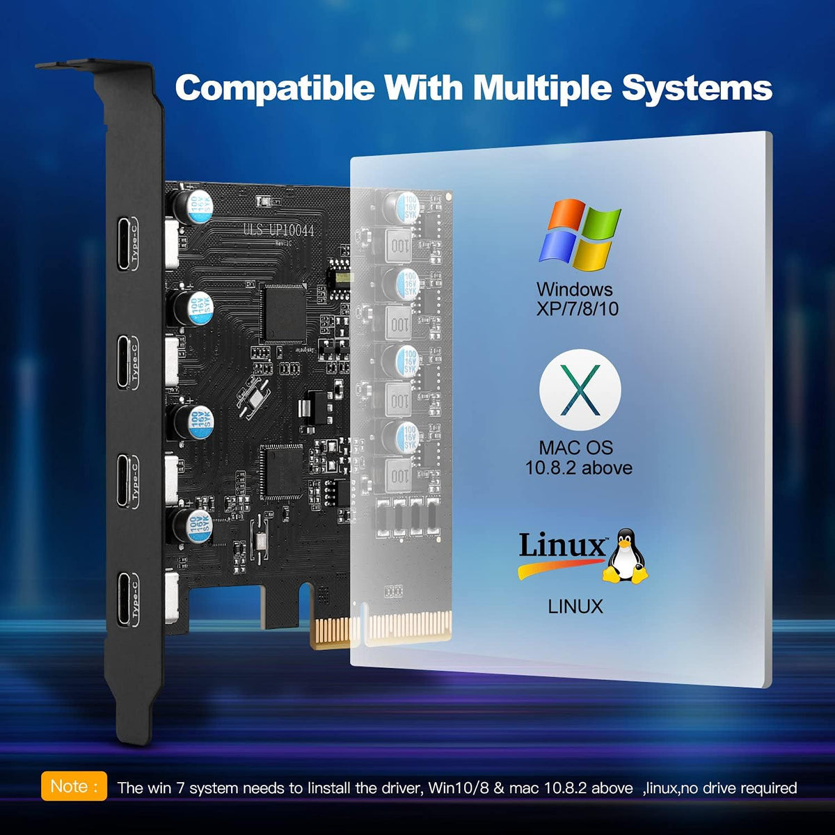 PCIe Gen3 x2 USB 3.2 4-Port Type C Expansion Card H670792