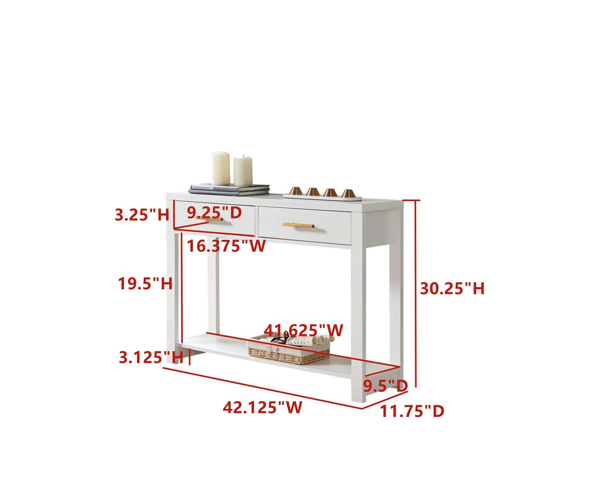 White Wood Console Table with 2 Drawers S9561