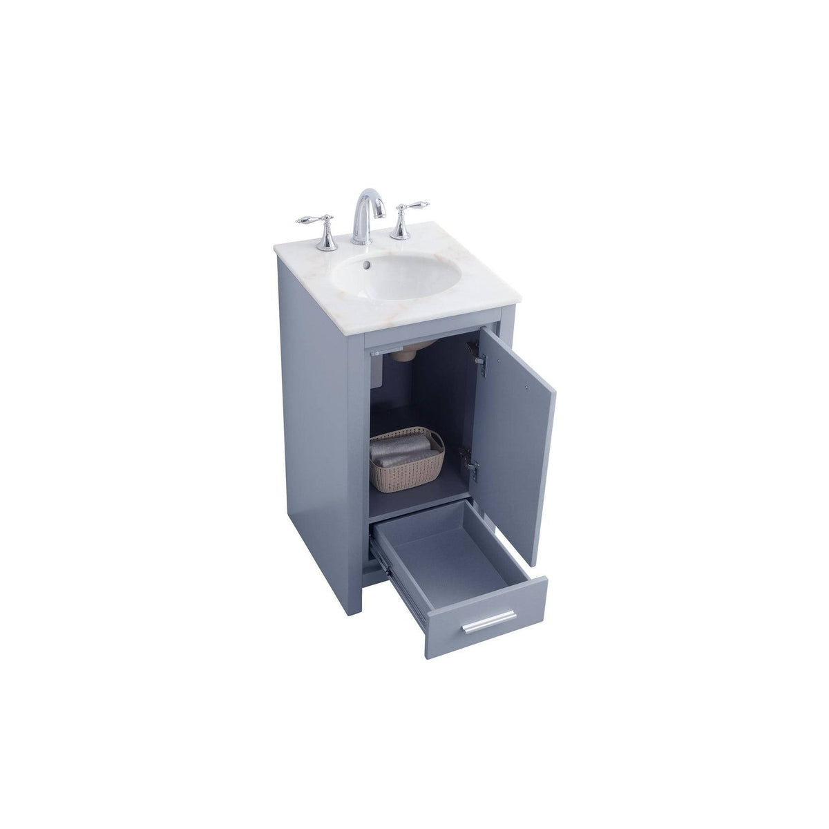 White 18 inch Bathroom Vanity Cabinet Set with Marble Top M79223