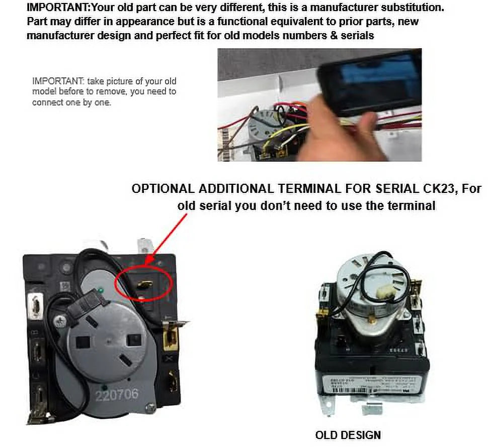 Compatible with GE Hotpoint Dryer Timer V6223